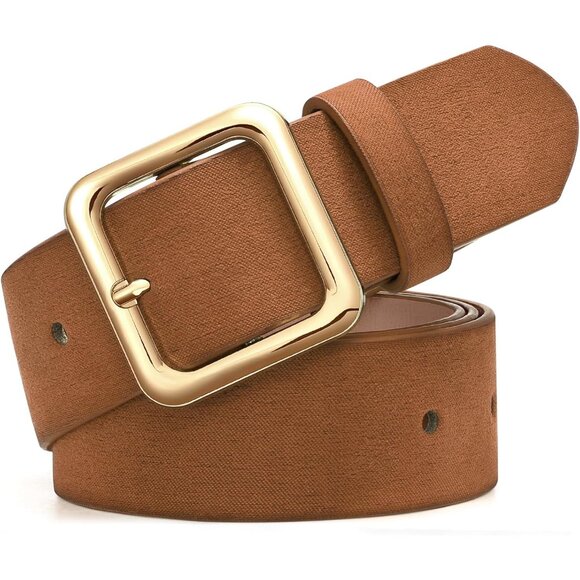 Accessories - Women’s Suede Belt for Jeans Pants Dresses Fashion Ladies Dark Brown Belt with G